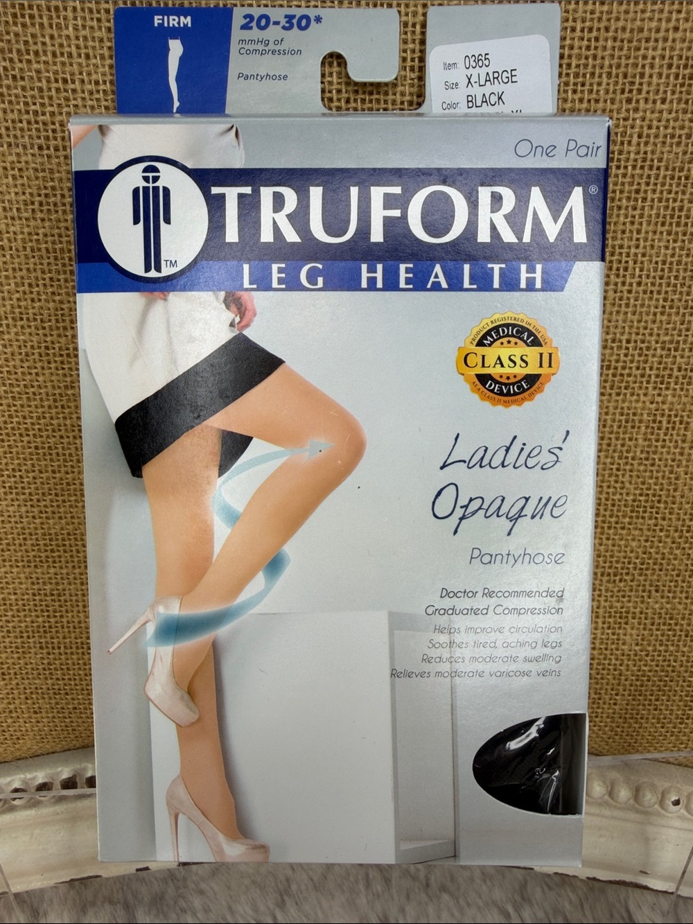 Truform Ladies' Opaque Pantyhose - Black